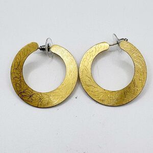 Gold Tone C Hoops Pierced Earrings Modern Chic Minimalist Style